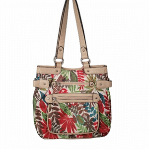 Ricardo Beverly Hills Colourful Botanical Print Nylon Small Travel Tote Bag